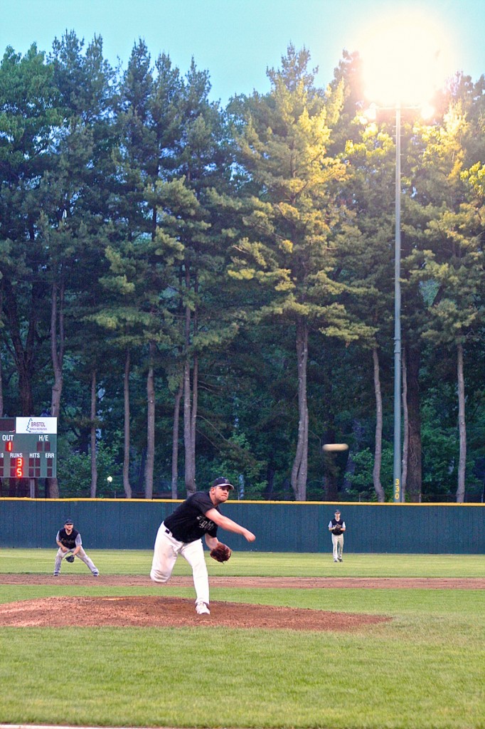 Earl Oakes at Muzzy Field trying to close out the win for the Bristol Knights