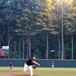 Earl Oakes at Muzzy Field trying to close out the win for the Bristol Knights